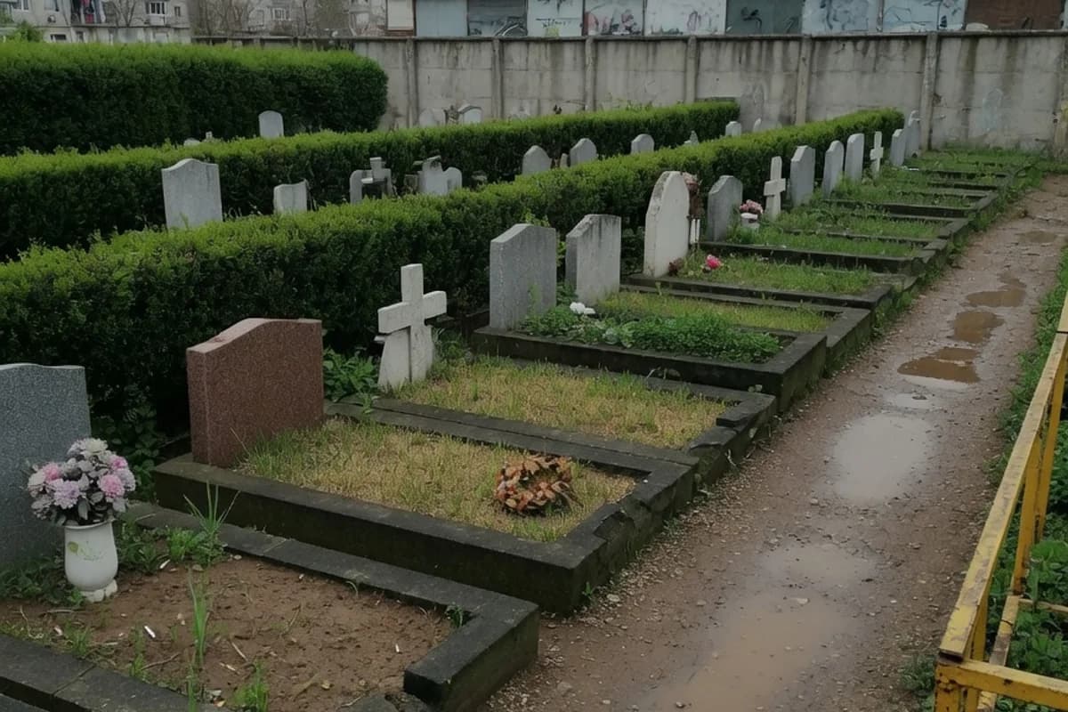 Rânduri de locuri de veci mărginite de garduri vii, Sectorul 3, București