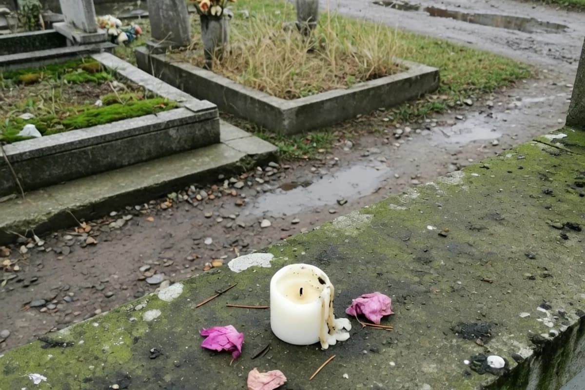 Lespede uzată cu o lumânare mică, cadru de telefon, Sectorul 3, București