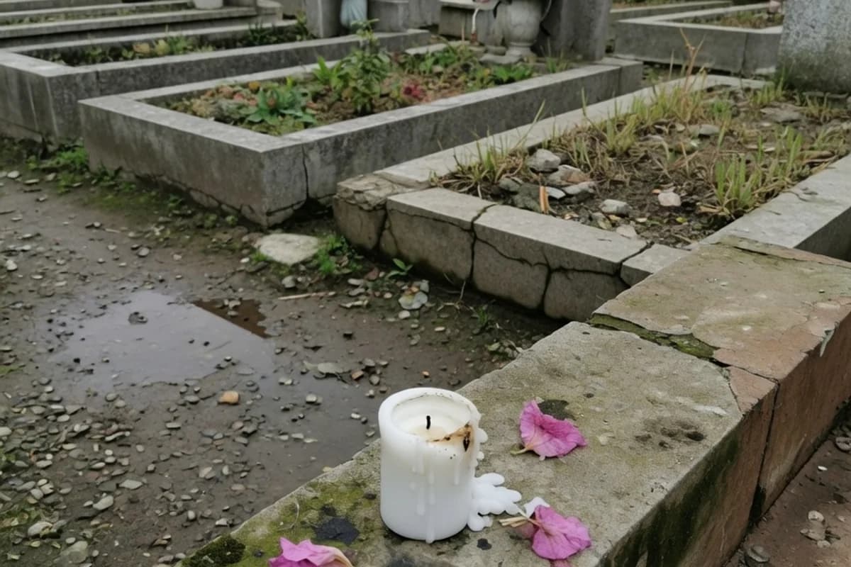 Lespede uzată cu o lumânare mică, cadru de telefon, Sectorul 4, București