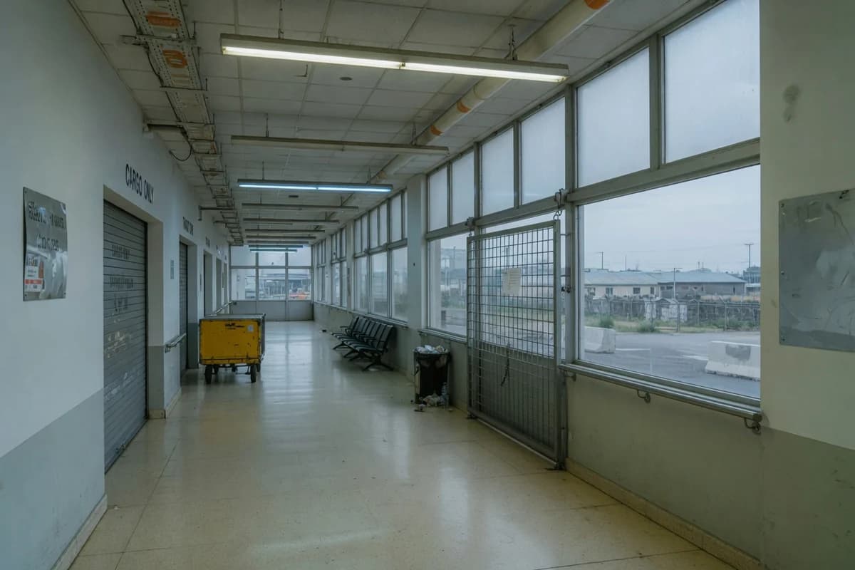 Terminal de aeroport, dimineața devreme, gol, Sectorul 4, București