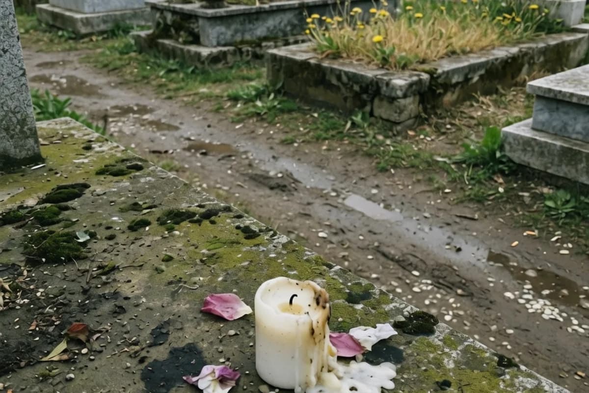 Lespede uzată cu o lumânare mică, cadru de telefon, Sectorul 5, București