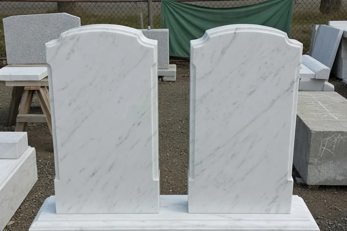 Monument dublu din marmură albă, fără inscripție, Sectorul 6, București