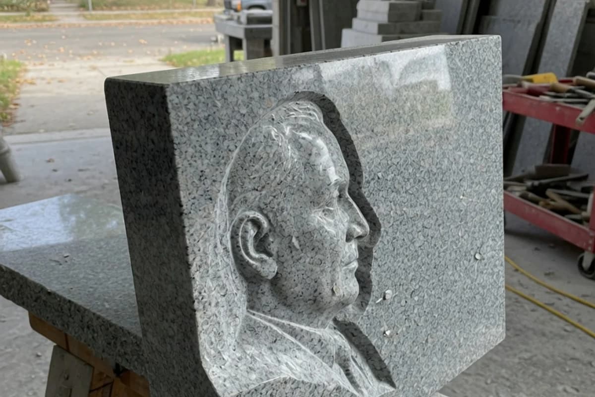 Detaliu de granit lustruit cu margine profilată, Sectorul 6, București