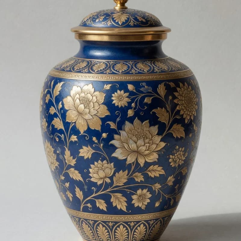 Urnă decorativă cu model floral gravat