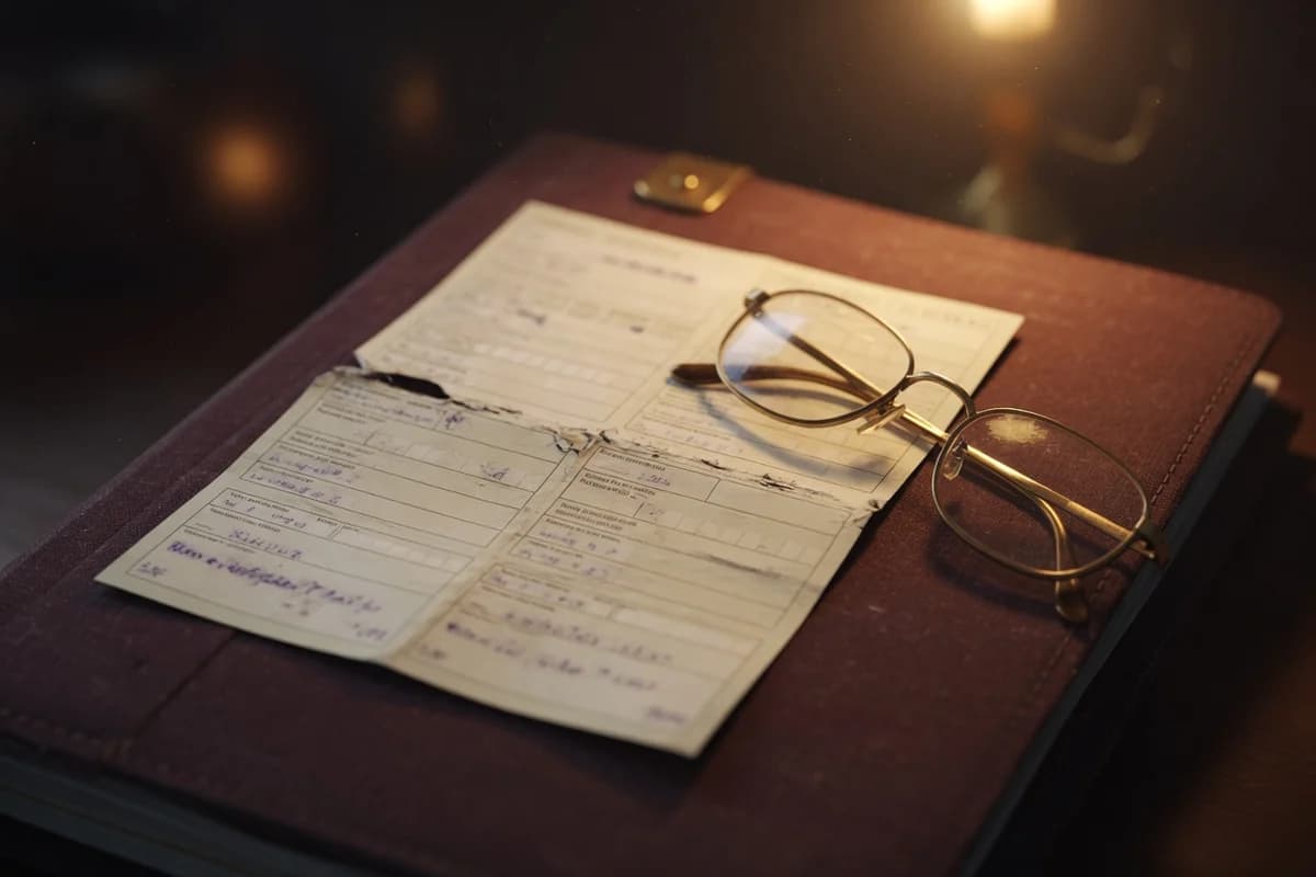 The pension slip on the document folder — the key piece of the funeral allowance